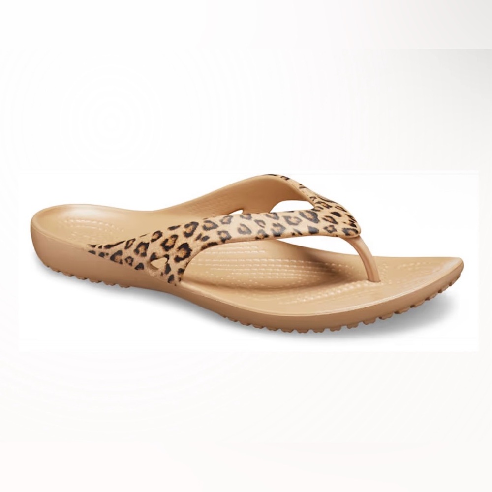 Crocs Women's Kadee II Leopard Flip- Size 8 - Picture 3 of 6